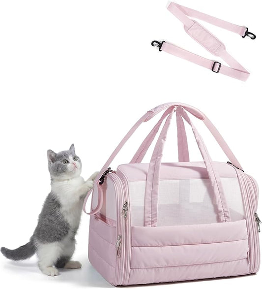 BAGSMART Cat Carrier: Soft-Sided Pet Carrier for Small Medium Cats Dogs Puppy Quilted Collapsible Puffy Travel Bag Up to 2...