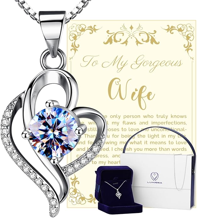 Wedding Anniversary Jewelry Gift for Wife from Husband, Wife Birthday Gift Idea, 1 Carat Moissanite Diamond Pendant Neckla...
