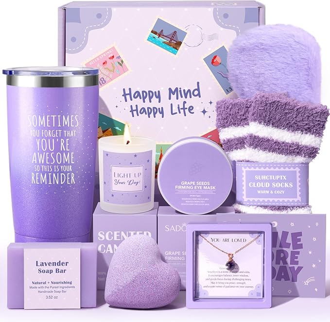 Gift Baskets for Women, 9pcs Unique Happy Birthday Gifts for Women, Best Mothers Day Christmas Gifts Get Well Soon Basket ...