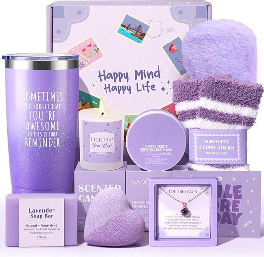 Gift Baskets for Women, 9pcs Unique Happy Birthday Gifts for Women, Best Mothers Day Christmas Gifts Get Well Soon Basket ...