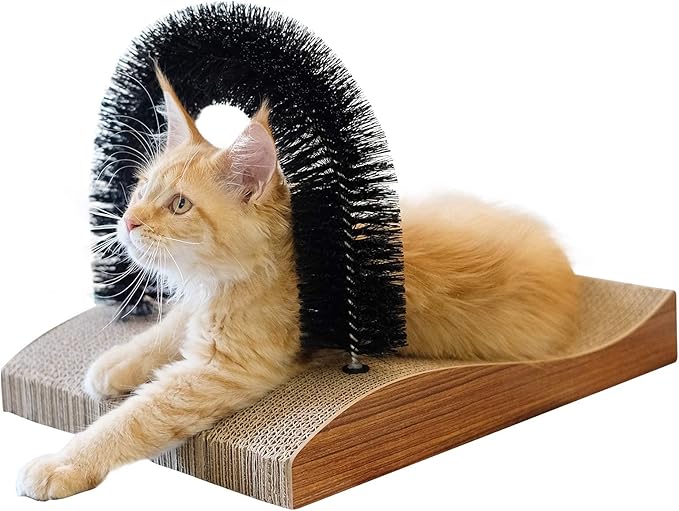 FUKUMARU Cat Self Groomer, 2.0 Version Cat Arch Face Scratcher with Scratcher Pad, Cats Back Grooming Massager Toy Brush f...
