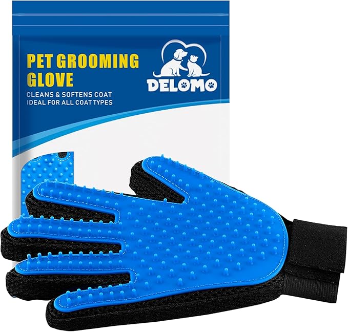 Pet Hair Remover Glove - Gentle Pet Grooming Glove Brush - Deshedding Glove - Massage Mitt with Enhanced Five Finger Desig...