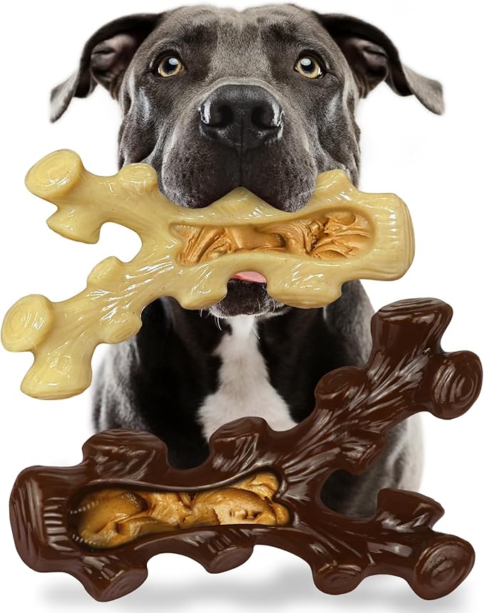 SIHRMIU 2 Pack Dog Chew Toys for Aggressive Chewers,Boredom and Stimulating Best Dog Toys for Medium/Large Breed,Tough Alm...