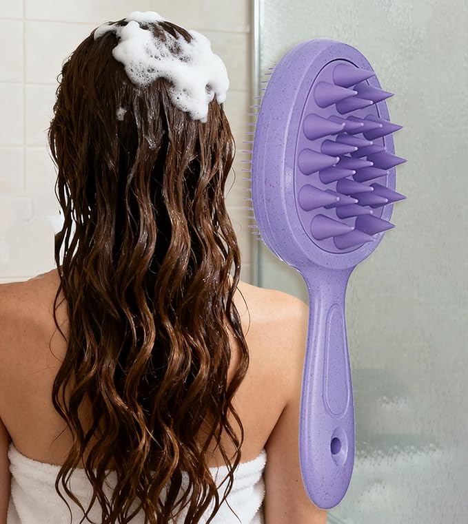 Double-Sided Comb Brush, Silicone Scalp Massage Hair for Wet and Dry Use, Scalp Cleaning and Relaxing, Portable Hair Washi...