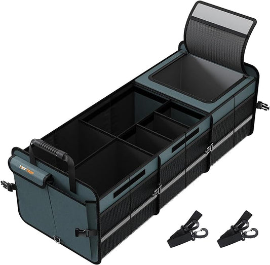 HEYTRIP Large Trunk Organizer With Built-in Leakproof Cooler Bag, 2 Tie-Down Straps, 4 Removable Dividers, Foldable Cover,...