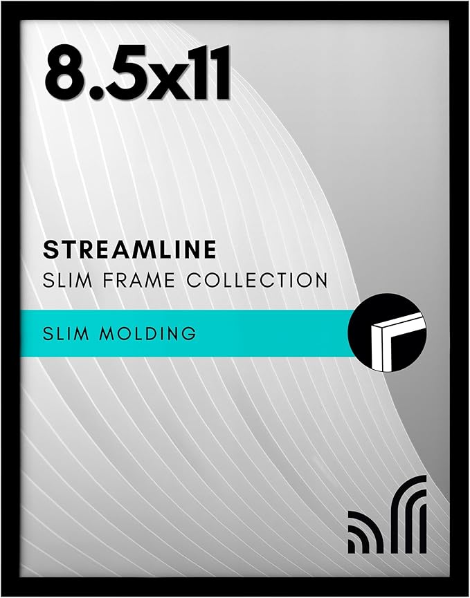 Americanflat 8.5x11 Picture Frame with Shatter-Resistant Glass - Streamline Collection - Thin Border Photo Frame for Table...