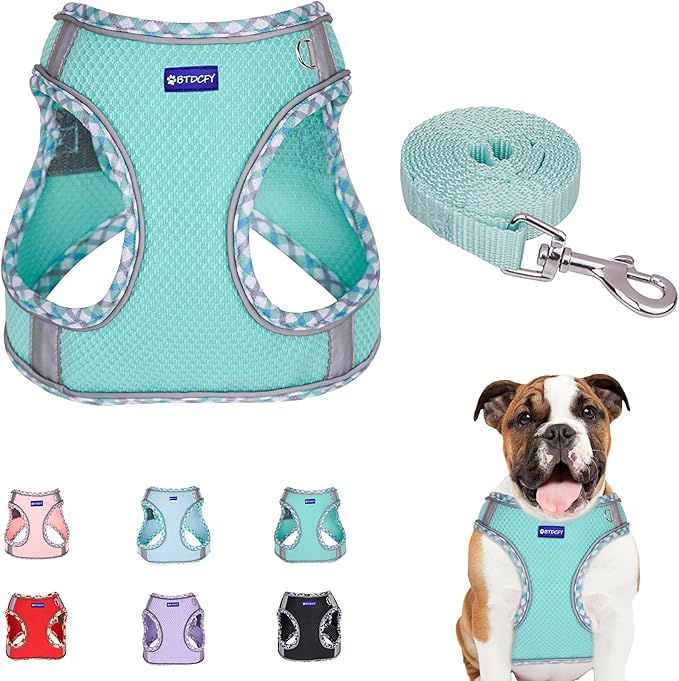 BTDCFY Step in Mesh Dog Harness and Leash Set - Breathable Air Mesh Reflective Escape Proof Vest - No Choke, Lightweight -...