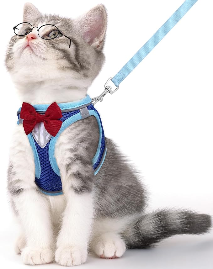 NCMAMA Cat Vest Harness and Leash Set for Walking Escape Proof, Adjustable Kitten Harness Breathable Mesh with Reflective ...