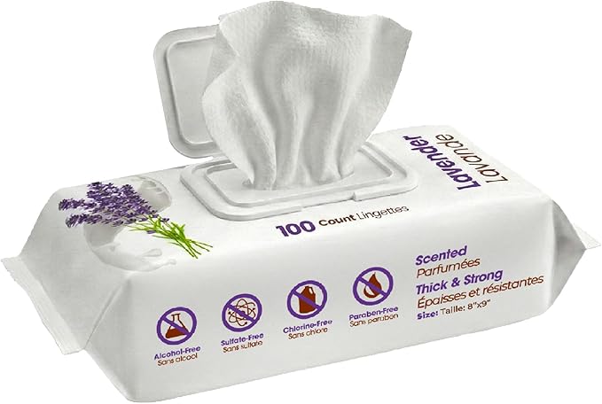 Best Pet Supplies 8" x 9" Large Dog Wipes - Cleaning and Deodorizing for Paws and Coat - Gentle Formula with Lavender Vita...