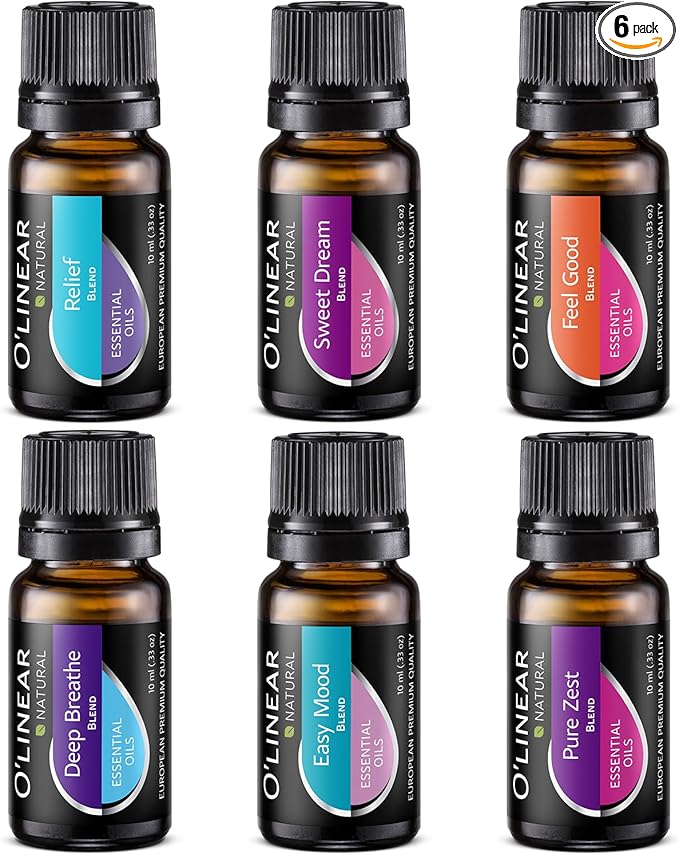 O'linear Essential Oils 6 Blends Set - Perfect for Humidifiers and Diffusers, Aromatherapy Diffuser Oils Scents, Essential...