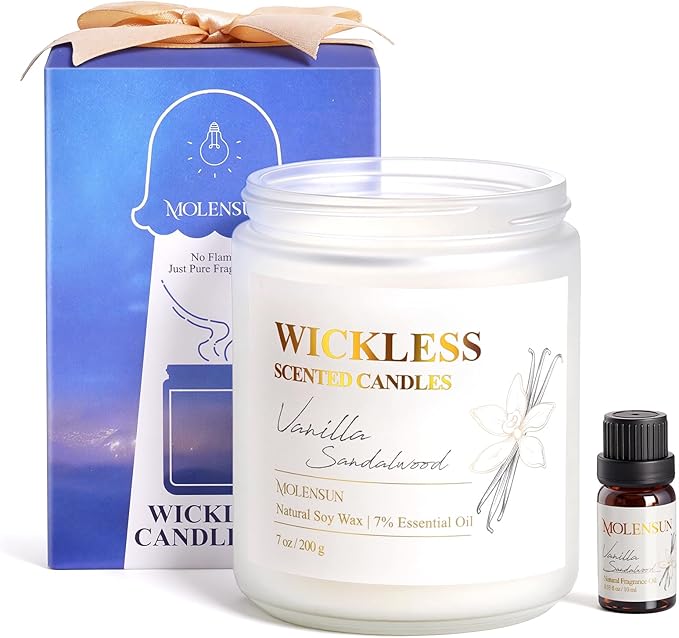 Vanilla Sandalwood Wickless Candle for Candle Warmer Lamp with 10ml Essential Oil for Custom Aroma, Flameless Non-Toxic So...