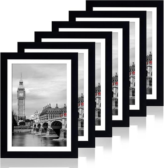 Fixwal 5x7 Picture Frame Set of 6 with Shatter Resistant Plastic Glass, Thin Border and Light Weight Photo Frames for Wall...