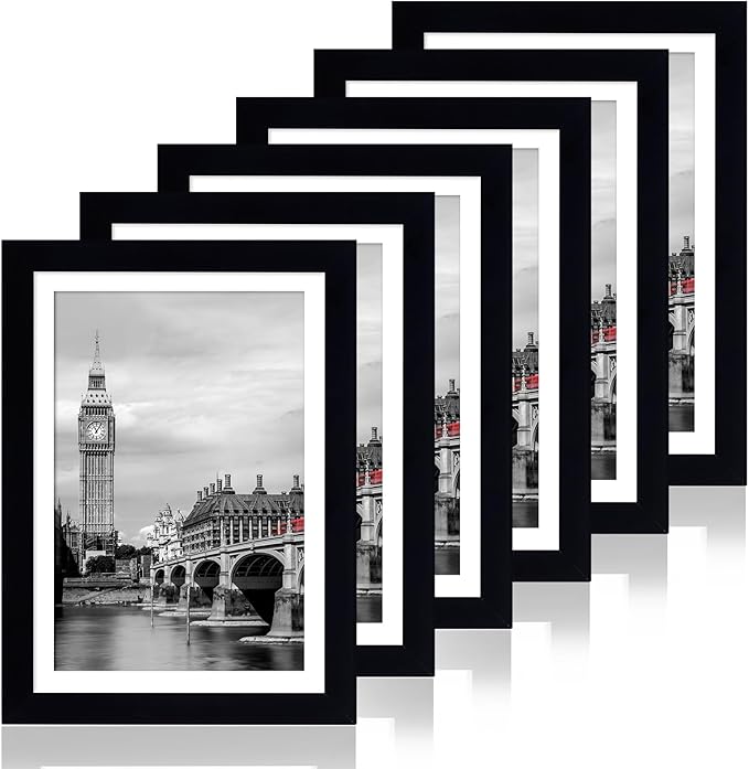 Fixwal 5x7 Picture Frame Set of 6 with Shatter Resistant Plastic Glass, Thin Border and Light Weight Photo Frames for Wall...