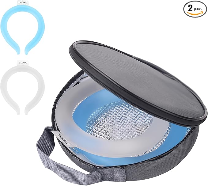 2PCS Neck Cooling Tube, with Insulated Bag, Wearable Ice Coolers Ring Keep Body Cool in Heat/Hot Weather,Reusable Neck Fro...