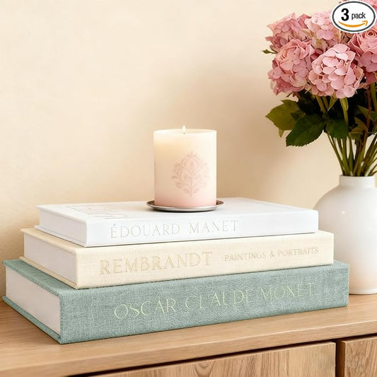 Satlasave Beautiful Decorative Books, Set of 3 Linen Faux Book for Coffee Table, Aesthetic Fake/Faux Books for Home Decor,...