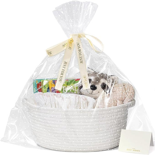 CHICVITA Small Basket for Gifts, Easter Basket for Kids, Empty Gift Baskets with Bags & Ribbons Rope Storage Baskets for K...