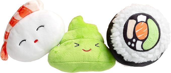 Pearhead Sushi Plush Squeaky Dog Toys – Soft Durable Food-Themed Chew Toys for Small & Medium Dogs, Interactive Plush Dog ...
