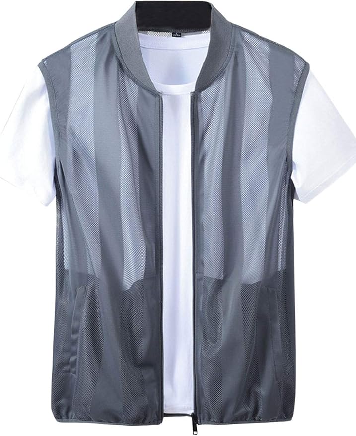 Flygo Men's Summer Casual Lightweight Breathable Mesh Cycling Travel Zip Vest