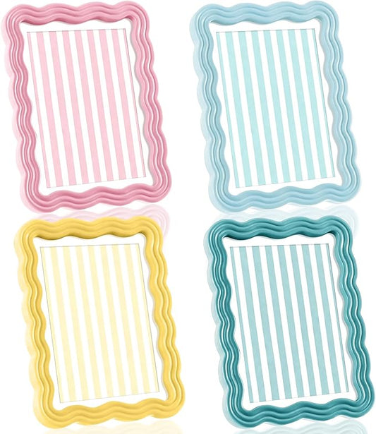 Novabright 4 Set 5 x 7 Colorful Scalloped Picture Frame Maximalist Decorative Picture Frames with Glass Front Wavy Trim Ar...