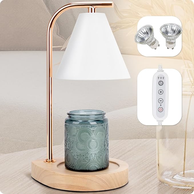 Aimoptg Candle Warmer Lamp with Retro Wooden Base - Home Decor Wax Melt for Small and Large Jar Candles, Candle Heater Lam...