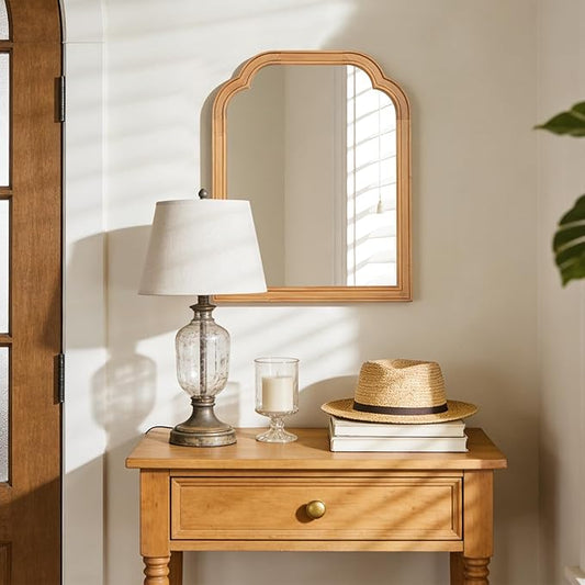 WallBeyond Wood Frame Wall Mirror Decor for Entryway, Living Room or Bedroom Home Decor - Light Woodgrain 16" x 20" Natura...