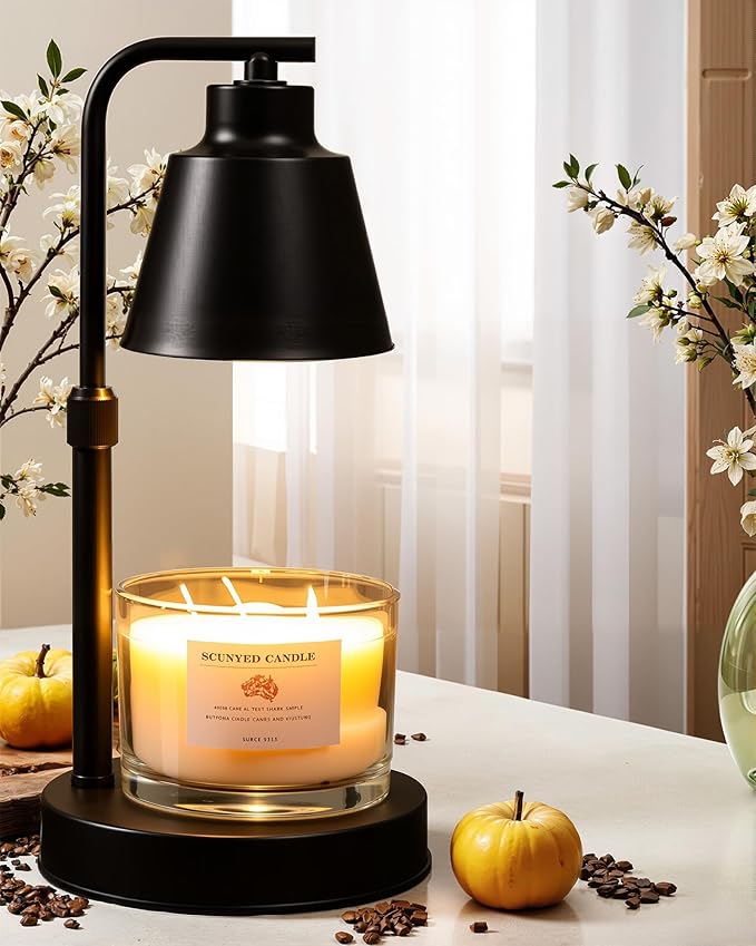 HONGZZI Candle Warmer Lamp with Timer - Adjustable Brightness & Height, 2 Free Bulbs Included | Wax Warmer Lamp for Jar Ca...