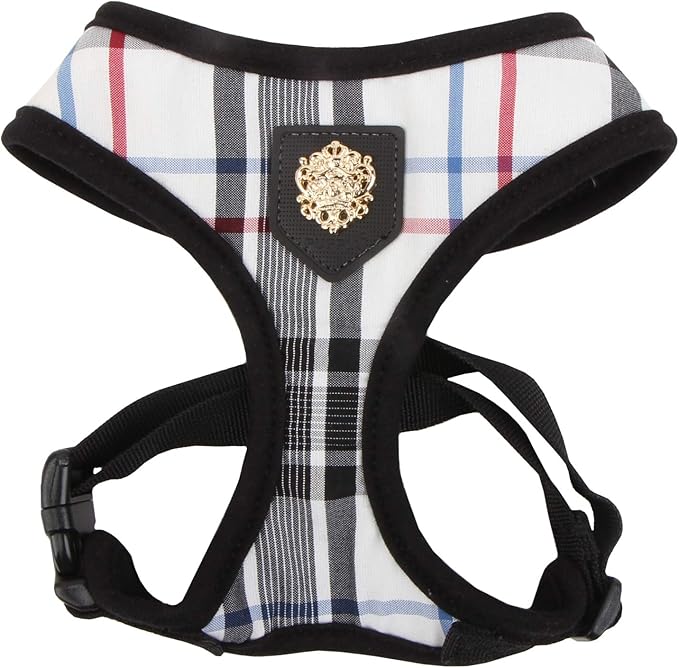 Puppia Junior Over-The-Head Dog Harness Checkered Pattern No Choke No Pull Adjustable Chest Belt Walking Training for Smal...