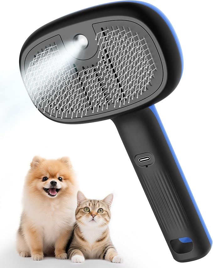 Gleedeal Steam Brush for Dogs and Cats,Dog and Cat Hair Brush for Shedding and Grooming with Electronic Mist Spray,Pet Ste...