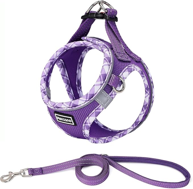 Mercano Soft Mesh Dog Harness and Leash Set, No-Chock Step-in Reflective Breathable Lightweight Easy Walk Vest Harnesses w...