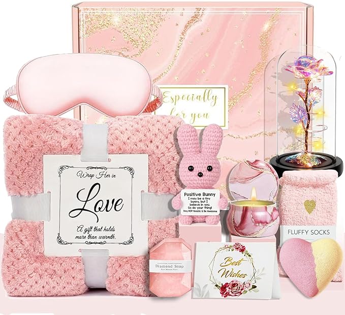 Mothers Day Birthday Gifts for Women Friend Wife Mom Girlfriend Daughter Relaxing Spa Care Package With Luxury Flannel Bla...