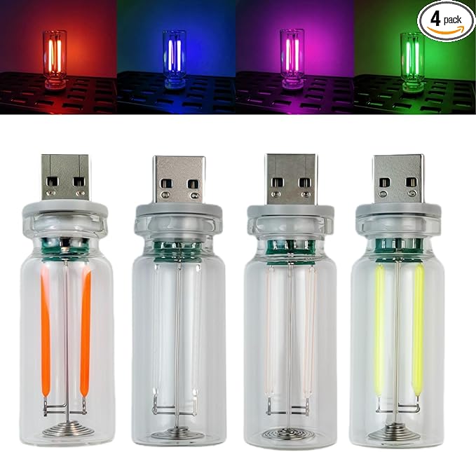 poteital 4PCS Dimmable USB Touch Control Led Night Lights, Glass Plug in USB Light Bulbs, Cute Interior Car Lights, Retro ...