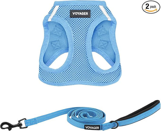 Best Pet Supplies Voyager Step-in Air All Weather Mesh Harness and Reflective Dog 5ft Leash Combo with Neoprene Handle, fo...
