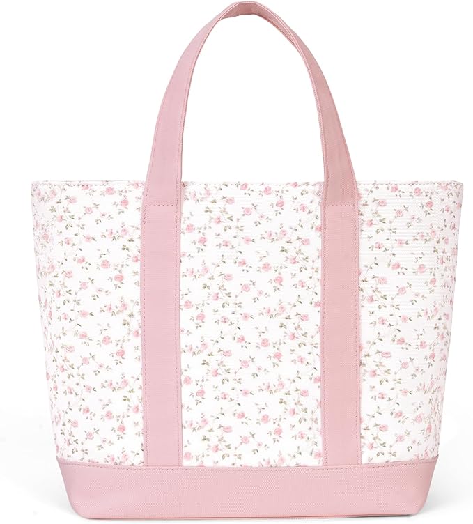 jingyuKJ Small Tote Bags for Women Floral Canvas Tote Handbag Cute Coquette Top Handle Purse for Everyday