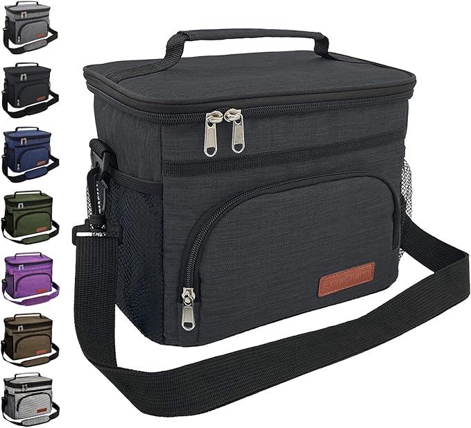 ExtraCharm Insulated Lunch Bag for Women/Men - Reusable Lunch Box for Office Picnic Hiking Beach - Leakproof Cooler Tote B...