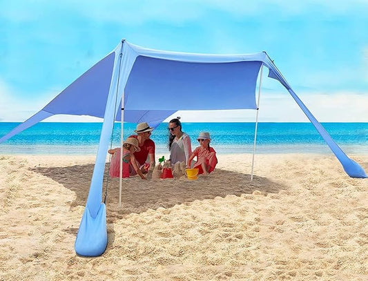 FBSPORT Beach Tent Sun Shelter, Portable Beach Shade Canopy UPF50+ with Sandbags for Outdoor Family Camping, Fishing, Back...