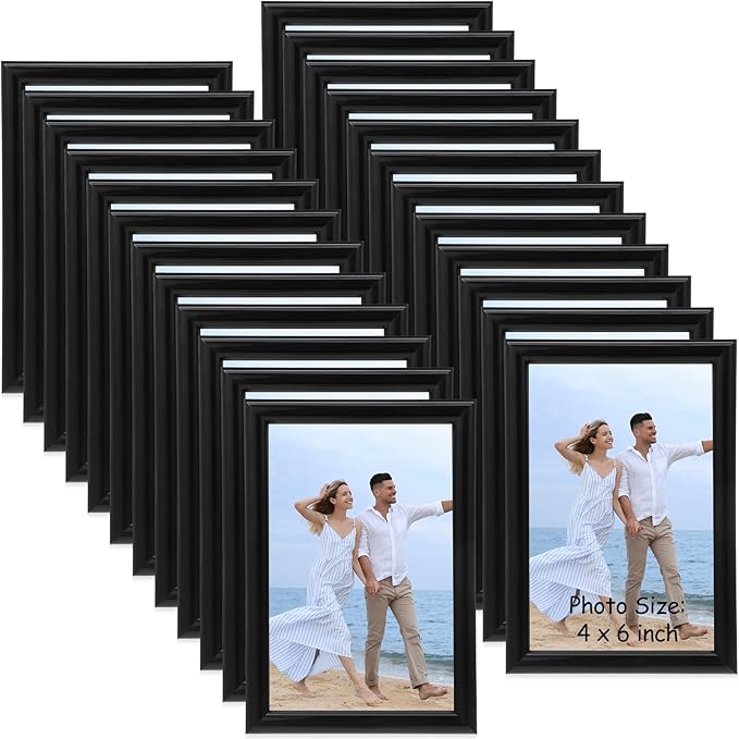 Redbaker 24 Pack 4'' x 6'' Black Picture Frames Bulk Photo Display Frames for Tabletop Home Office School Display Wedding ...