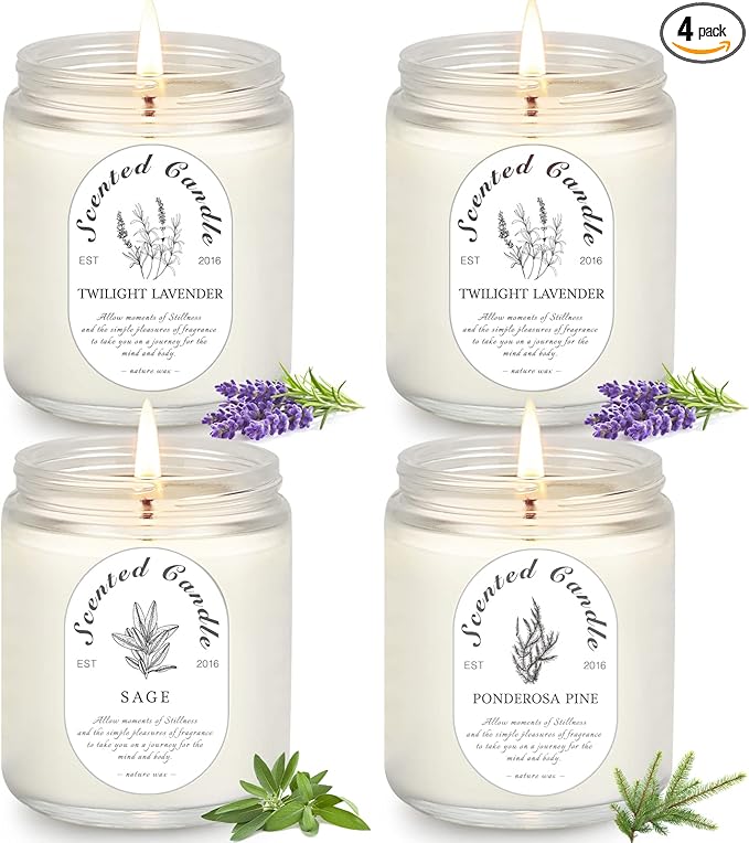 Scented Candle Gift Set, 4 Pack Soy Wax Scented Candles for Home – Lavender, Sage & Ponderosa Pine – Aromatherapy Candles ...
