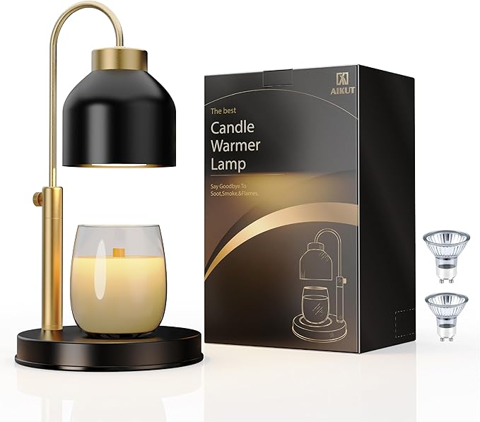 AIKUT Candle Warmer Lamp, 2 Bulbs, Timer & Dimmer, Height Adjustable, Compatible with Large Yankee Candle Jars, 3 Wick Can...