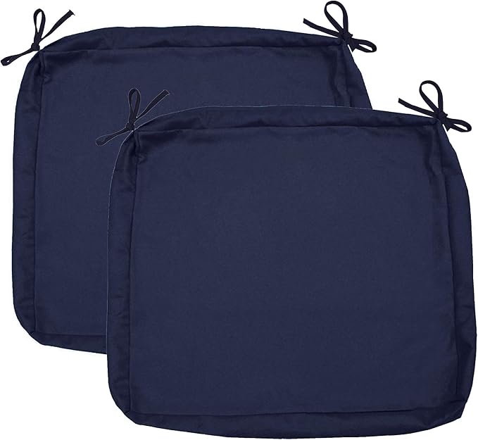 Sigmat Outdoor Seat Cushion Cover Water Repellent Square Chair Cushion Cover-Only Cover Navy 18"x18"x2"(2 covers)