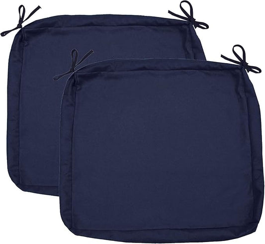 Sigmat Outdoor Seat Cushion Cover Water Repellent Square Chair Cushion Cover-Only Cover Navy 18"x18"x2"(2 covers)