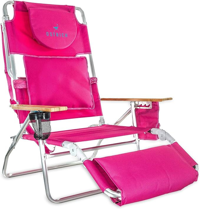 Ostrich the Deluxe 3N1 Lightweight Lawn Beach Reclining Lounge Chair with Footrest, Outdoor Furniture for Patio, Balcony, ...