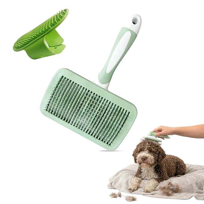 2PCS Self-Cleaning Deshedding Dog & Cat Brush – Skin-Friendly Dog Brush For Shedding Grooming Tool for Dogs, Cats & Puppie...