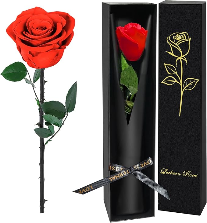 Leebean Single Forever Roses Luxury Gift for Women/Men, Birthday Gifts for Women,Flowers Gifts for Girlfriend,Wife,Mom,Ann...