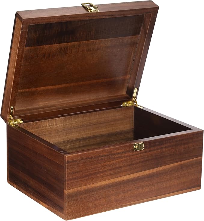 WHSLILR Large Wooden Keepsake Box - Wood Storage Box Decorative Boxes with Lid for Storing Keepsake Memory Gift, 12.5 IN D...