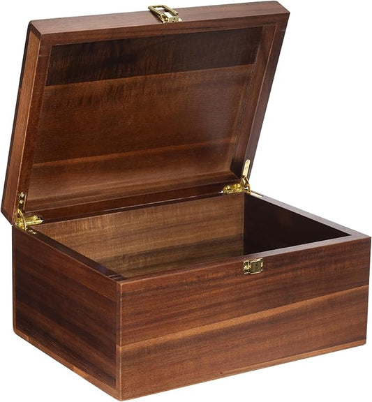 WHSLILR Large Wooden Keepsake Box - Wood Storage Box Decorative Boxes with Lid for Storing Keepsake Memory Gift, 12.5 IN D...