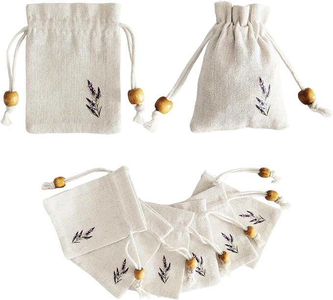 Daclubmenxy 20 PCS Lavender Bags, Lavender Sachet Empty Bag, Drawer Sachets with Drawstring Cotton Pouch for Filling Spice...