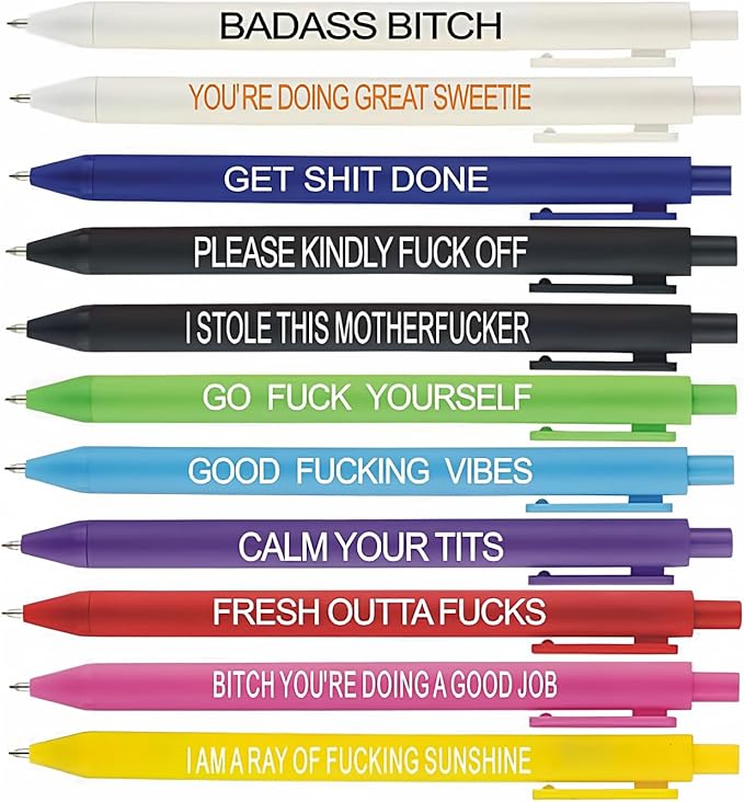 Cityhermit 11Pcs Funny Adult Ballpoint Pen Set, Premium Days of The Week Swear Cuss Word Pens for Office Gifts, Novelty Pe...