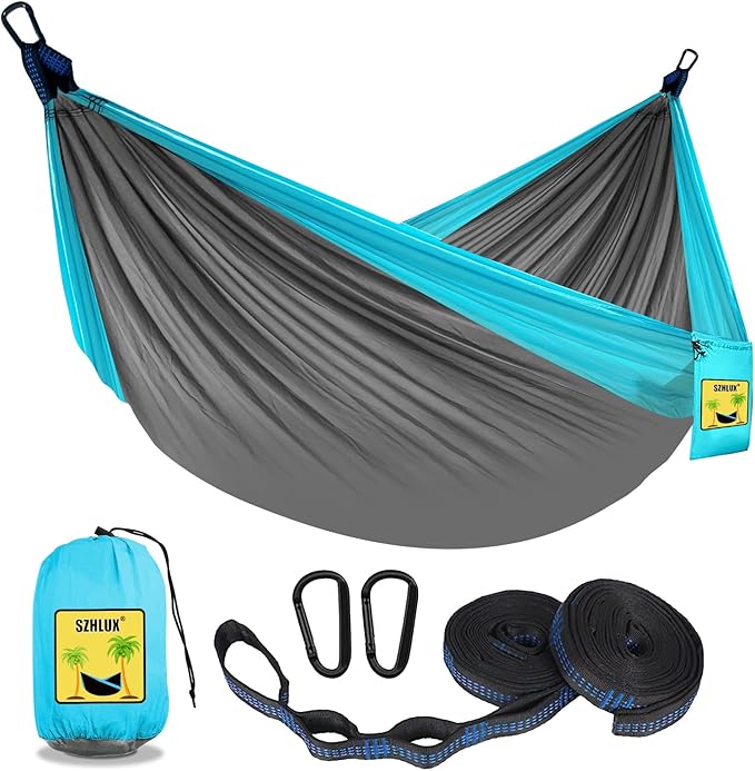 SZHLUX Camping Hammock Double & Single Portable Hammocks with 2 Tree Straps and Attached Carry Bag,Great for Outdoor,Indoo...