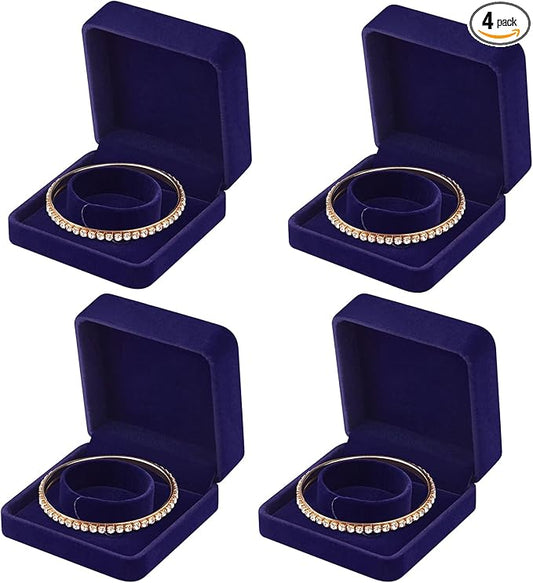 LETURE 4 Pieces Classic Velvet Bracelet Bangle Pendant Necklace Gift Box, Travel Jewelry Box Display Storage Case for Gif...