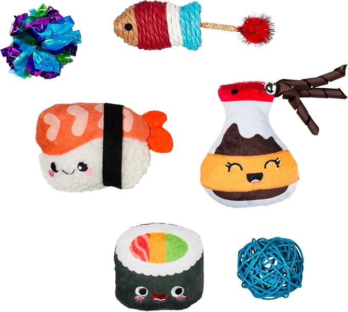 Fringe Studio True SOYMATES, Set of 6, Multipack Cat Toy Set, Pet Shop Collection (610008)